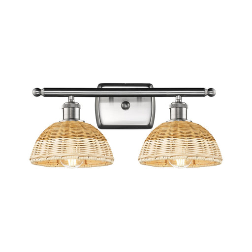 Innovations Bristol Natural II 18in 2-Light Bath Vanity | Industrial Brushed Satin Nickel and Natural Fiber | Bathroom | Model 516-2W-SN-NBD2-75-NAT