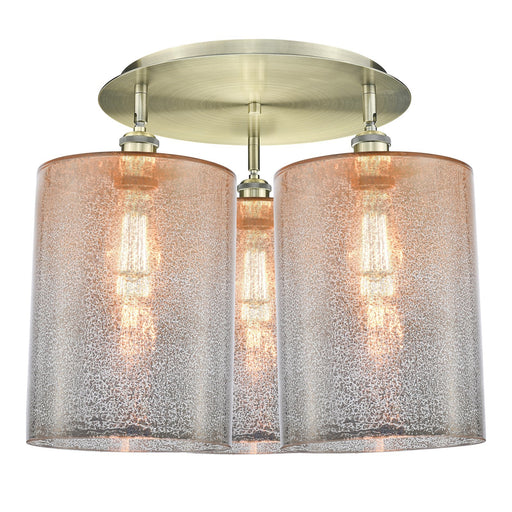 Innovations Cobbleskill 21in 3-Light Semi-Flush | Industrial Antique Brass and Mercury Glass | Kitchen & Hallway | Model 516-3C-AB-G116-L