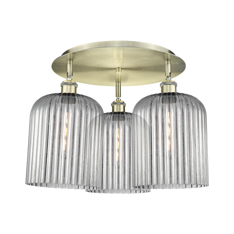 Innovations Bridal Veil 17in 3-Light Semi-Flush Mount | Art Nouveau Antique Brass and Light Smoke Glass | Kitchen Island | Model 516-3C-AB-G559-8SM