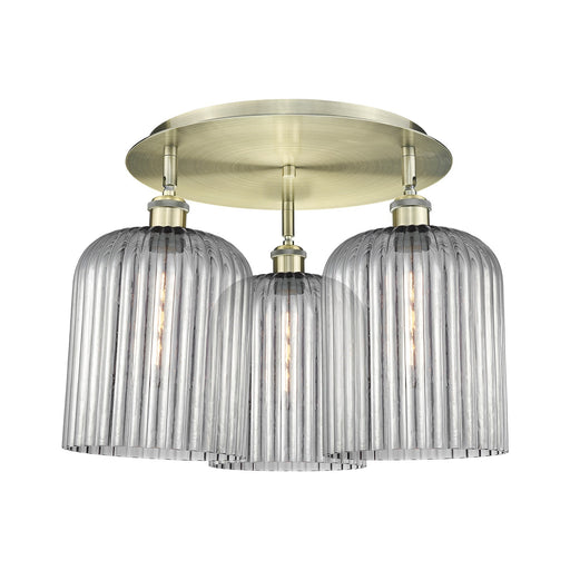 Innovations Bridal Veil 17in 3-Light Semi-Flush Mount | Art Nouveau Antique Brass and Light Smoke Glass | Kitchen Island | Model 516-3C-AB-G559-8SM