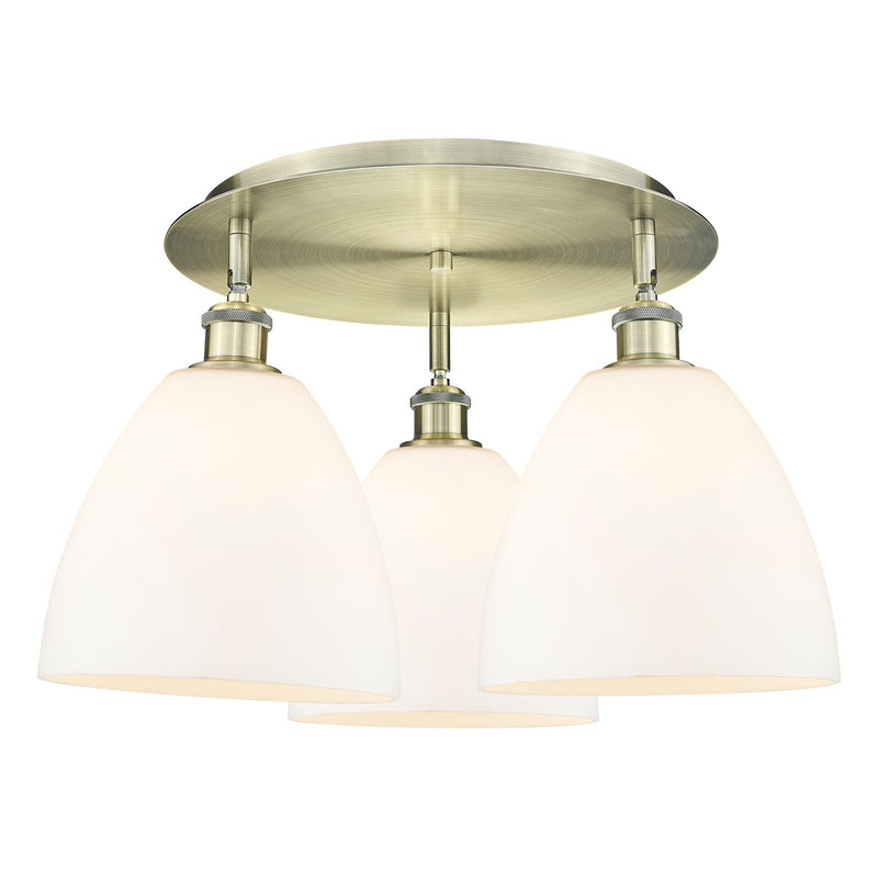 Innovations Bristol 21in 3-Light Semi-Flush Mount | Industrial Antique Brass and Matte White Glass | Kitchen Island & Dining | Model 516-3C-AB-GBD-91