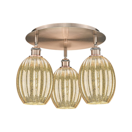 Innovations Preston Bulb 18in 3-Light Semi-Flush | Industrial Antique Copper and Mercury Glass | Kitchen & Dining Room | Model 516-3C-AC-G459-6ME