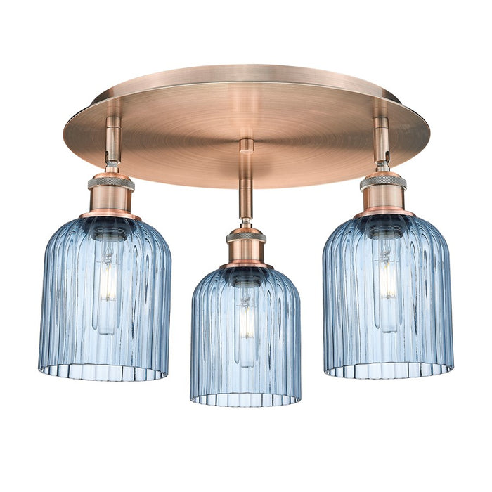 Innovations Ballston Bridal Veil 3Lt 17" Flush, Copper/Blue - 516-3C-AC-G559-5BL