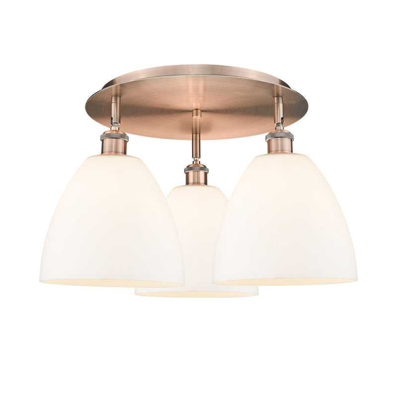 Innovations Bristol 21in 3-Light Semi-Flush | Industrial Antique Copper and Matte White Glass | Kitchen & Dining Room | Model 516-3C-AC-GBD-91