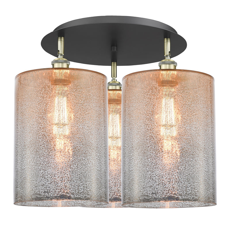 Innovations Cobbleskill 21in 3-Light Semi-Flush | Industrial Black Antique Brass and Mercury Glass | Kitchen & Hallway | Model 516-3C-BAB-G116-L