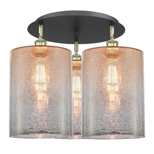 Innovations Cobbleskill 21in 3-Light Semi-Flush | Industrial Black Antique Brass and Mercury Glass | Kitchen & Hallway | Model 516-3C-BAB-G116-L