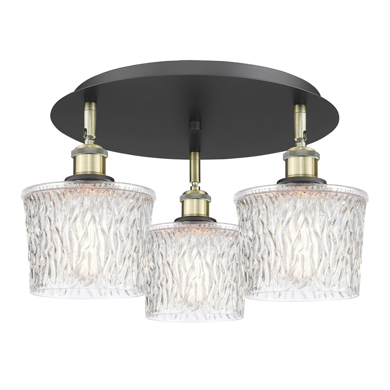 Innovations Niagara 18in 3-Light Semi-Flush Mount | Industrial Black Antique Brass and Clear Glass | Damp-Rated Kitchen | Model 516-3C-BAB-G402