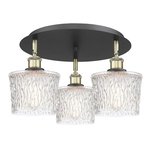 Innovations Niagara 18in 3-Light Semi-Flush Mount | Industrial Black Antique Brass and Clear Glass | Damp-Rated Kitchen | Model 516-3C-BAB-G402