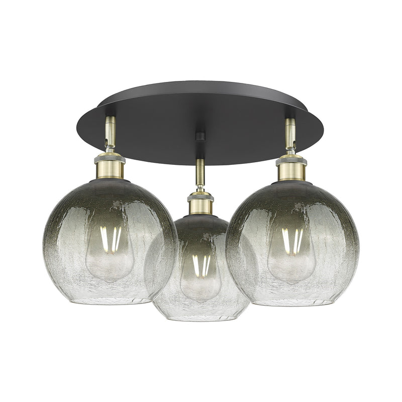 Innovations Brookhaven Globe 19.625in 3-Light Semi-Flush | Industrial Black Antique Brass and Slate Glass | Kitchen | Model 516-3C-BAB-G483-8SL
