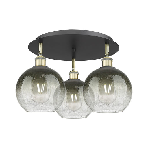 Innovations Brookhaven Globe 19.625in 3-Light Semi-Flush | Industrial Black Antique Brass and Slate Glass | Kitchen | Model 516-3C-BAB-G483-8SL