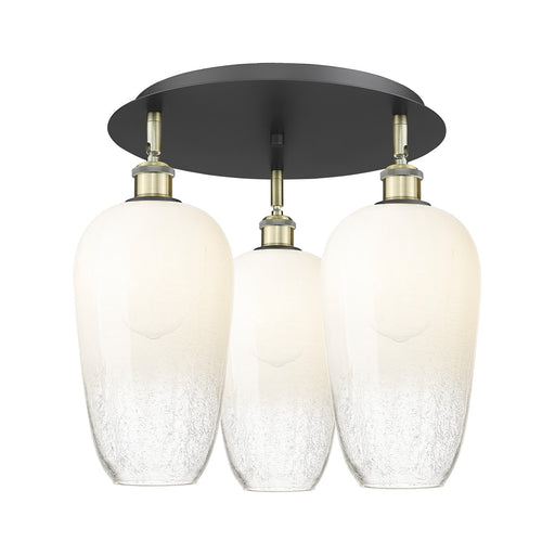 Innovations Brookhaven Flute 18.75in 3-Light Semi-Flush | Industrial Black Antique Brass and Opal Glass | Kitchen | Model 516-3C-BAB-G484-7OP