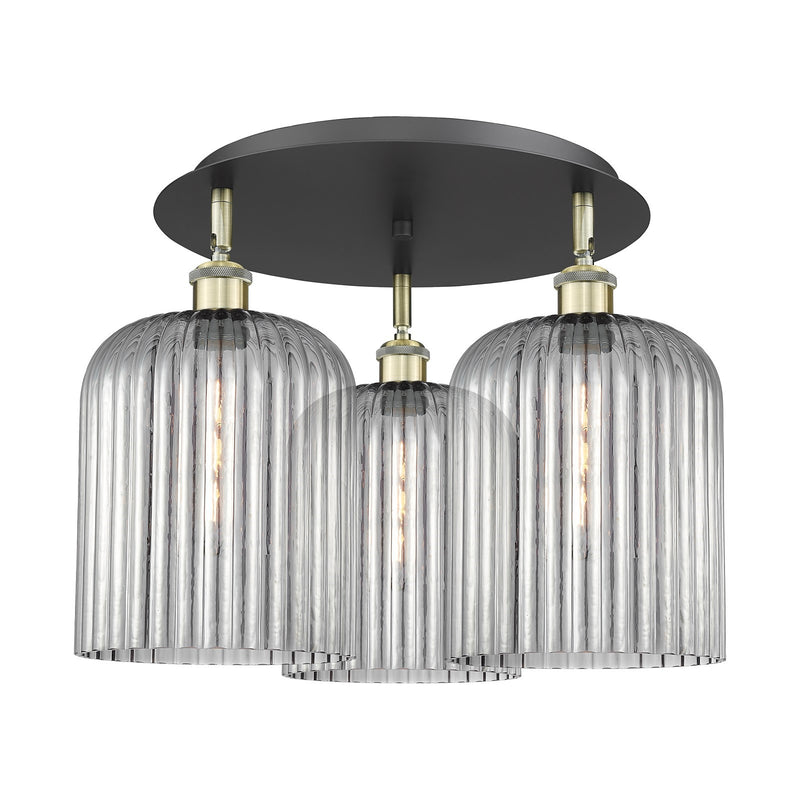 Innovations Bridal Veil 17in 3-Light Semi-Flush | Art Nouveau Black Antique Brass and Light Smoke Glass | Dining Room | Model 516-3C-BAB-G559-8SM