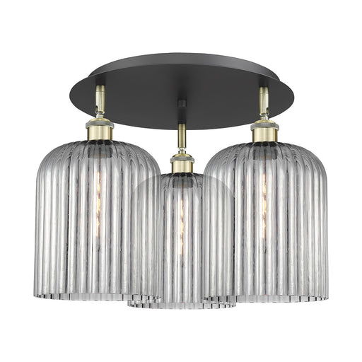 Innovations Bridal Veil 17in 3-Light Semi-Flush | Art Nouveau Black Antique Brass and Light Smoke Glass | Dining Room | Model 516-3C-BAB-G559-8SM