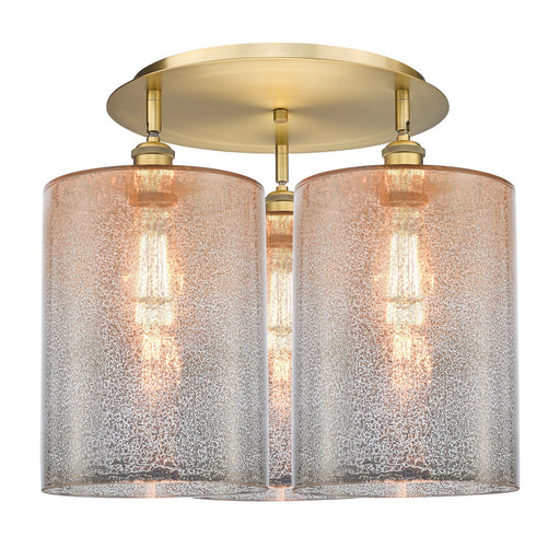 Innovations Cobbleskill 21in 3-Light Semi-Flush Mount | Industrial Brushed Brass and Mercury Glass | Kitchen & Dining Room | Model 516-3C-BB-G116-L