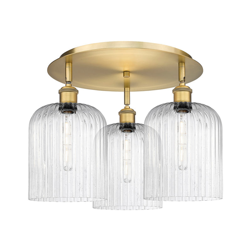 Innovations Bridal Veil 17in 3-Light Semi-Flush Mount | Art Nouveau Brushed Brass and Seedy Glass | Kitchen & Dining Room | Model 516-3C-BB-G559-8SDY