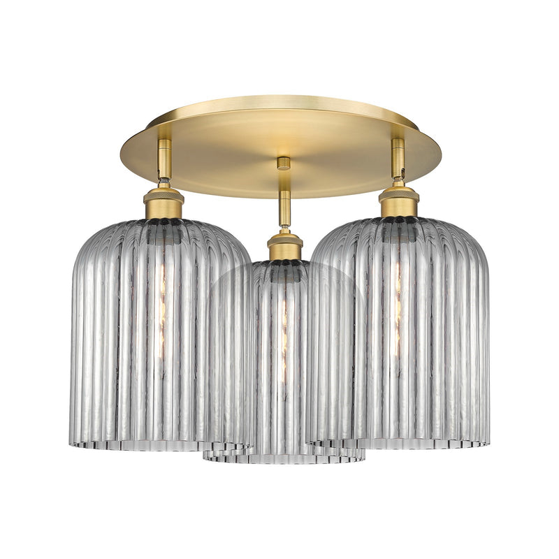 Innovations Bridal Veil 17in 3-Light Semi-Flush Mount | Art Nouveau Brushed Brass and Light Smoke Glass | Kitchen & Dining | Model 516-3C-BB-G559-8SM