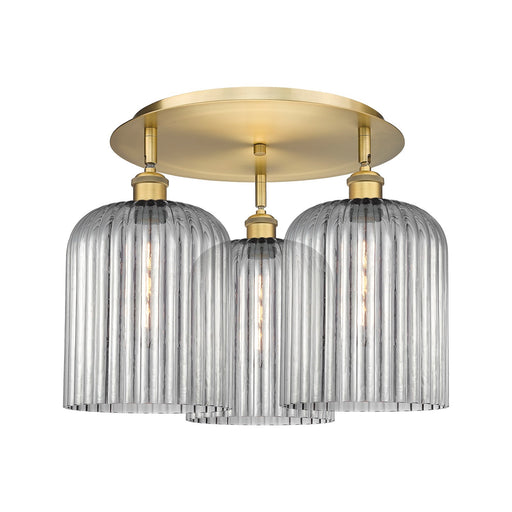 Innovations Bridal Veil 17in 3-Light Semi-Flush Mount | Art Nouveau Brushed Brass and Light Smoke Glass | Kitchen & Dining | Model 516-3C-BB-G559-8SM