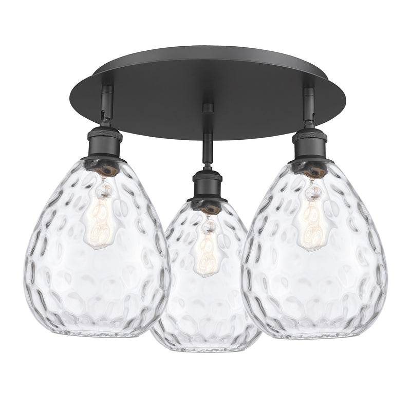 Innovations Waverly 20in 3-Light Semi-Flush | Industrial Matte Black and Clear Glass | Kitchen & Hallway | Model 516-3C-BK-G372