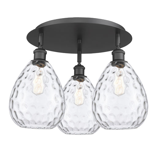 Innovations Waverly 20in 3-Light Semi-Flush | Industrial Matte Black and Clear Glass | Kitchen & Hallway | Model 516-3C-BK-G372