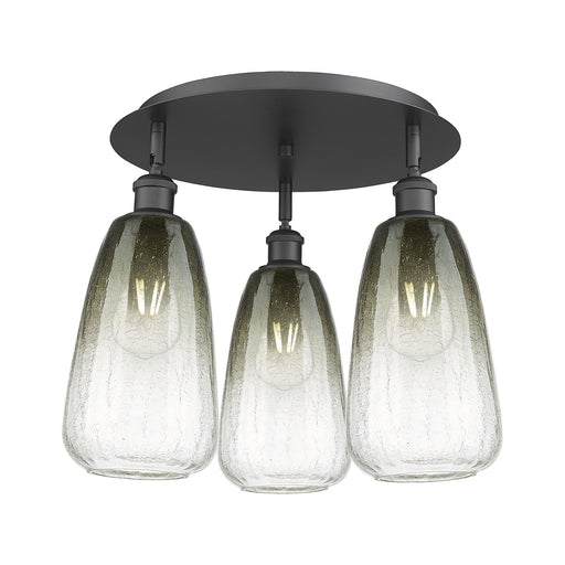 Innovations Brookhaven Almond 17.75in 3-Light Semi-Flush | Industrial Matte Black and Slate Glass | Kitchen & Dining Room | Model 516-3C-BK-G480-6SL