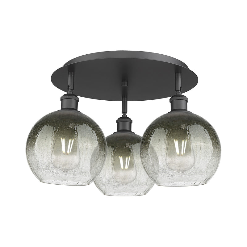 Innovations Brookhaven Globe 20in 3-Light Semi-Flush | Industrial Matte Black and Slate Glass | Kitchen & Hallway | Model 516-3C-BK-G483-8SL