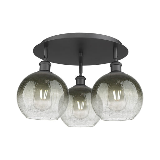 Innovations Brookhaven Globe 20in 3-Light Semi-Flush | Industrial Matte Black and Slate Glass | Kitchen & Hallway | Model 516-3C-BK-G483-8SL