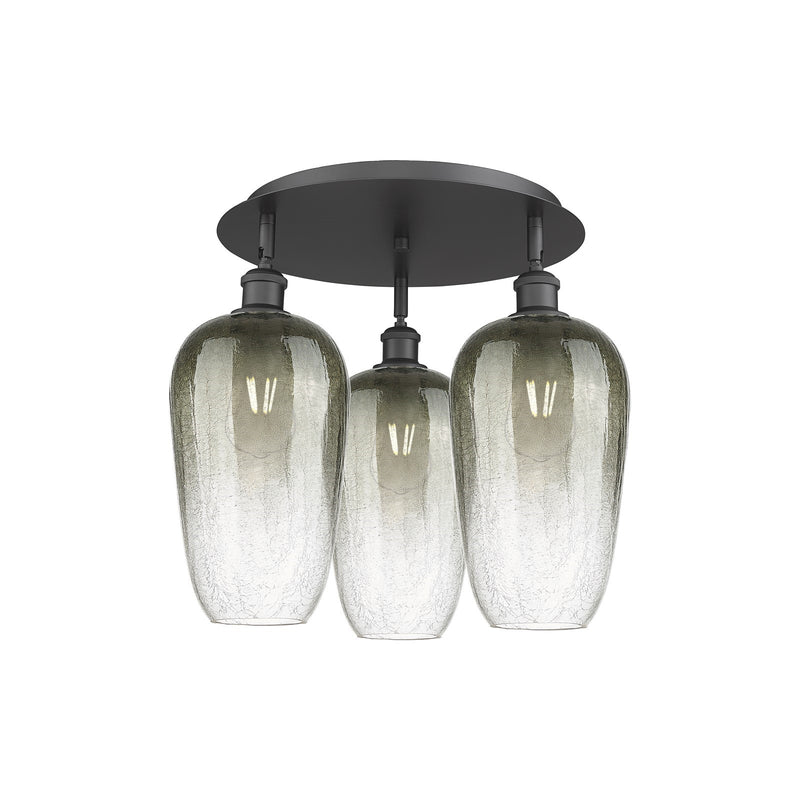 Innovations Brookhaven Flute 19in 3-Light Semi-Flush | Industrial Matte Black and Slate Glass | Kitchen & Dining Room | Model 516-3C-BK-G484-7SL