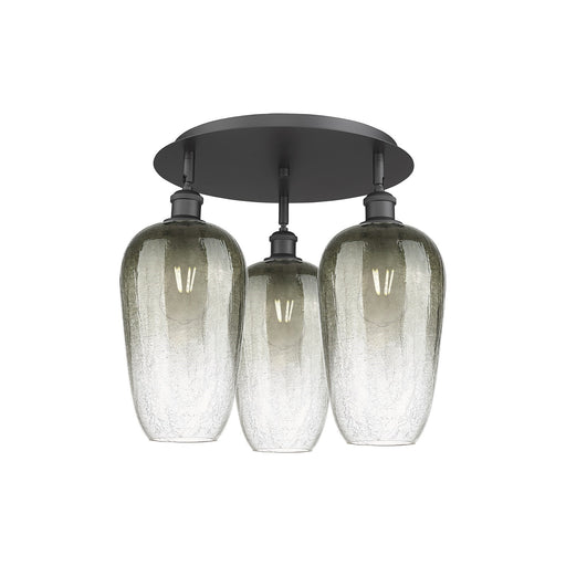 Innovations Brookhaven Flute 19in 3-Light Semi-Flush | Industrial Matte Black and Slate Glass | Kitchen & Dining Room | Model 516-3C-BK-G484-7SL