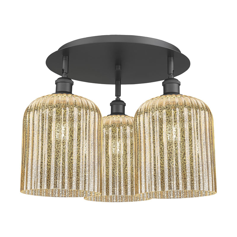 Innovations Bridal Veil 17in 3-Light Semi-Flush | Art Nouveau Matte Black and Mercury Glass | Kitchen & Dining Room | Model 516-3C-BK-G559-8ME