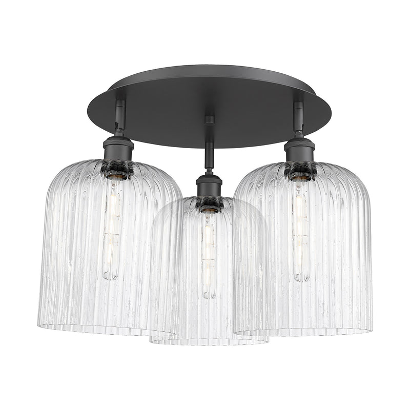 Innovations Bridal Veil 17in 3-Light Semi-Flush | Art Nouveau Matte Black and Seedy Glass | Kitchen & Dining Room | Model 516-3C-BK-G559-8SDY