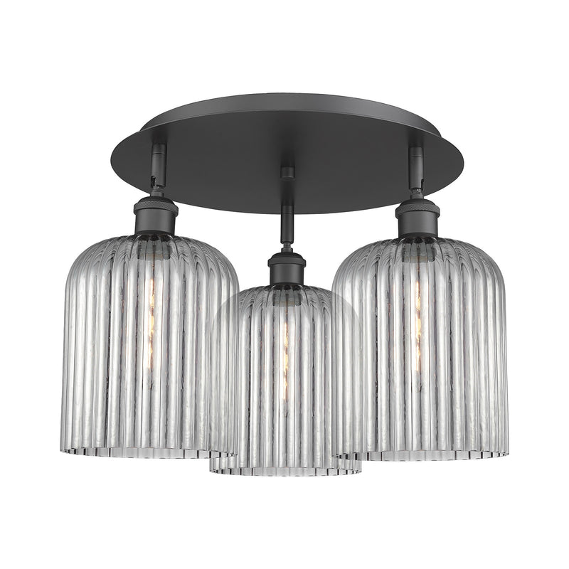 Innovations Bridal Veil 17in 3-Light Semi-Flush | Art Nouveau Matte Black and Light Smoke Glass | Kitchen & Dining Room | Model 516-3C-BK-G559-8SM