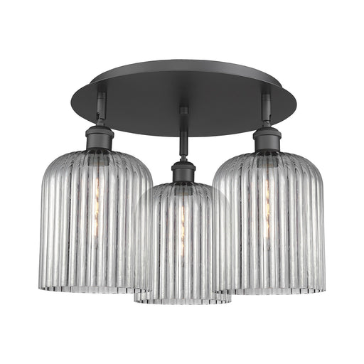 Innovations Bridal Veil 17in 3-Light Semi-Flush | Art Nouveau Matte Black and Light Smoke Glass | Kitchen & Dining Room | Model 516-3C-BK-G559-8SM