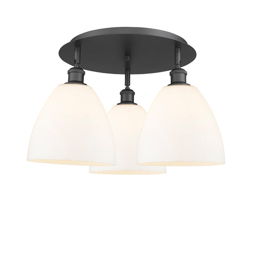 Innovations Bristol 21in 3-Light Semi-Flush | Industrial Matte Black and Matte White Glass | Kitchen & Dining Room | Model 516-3C-BK-GBD-91
