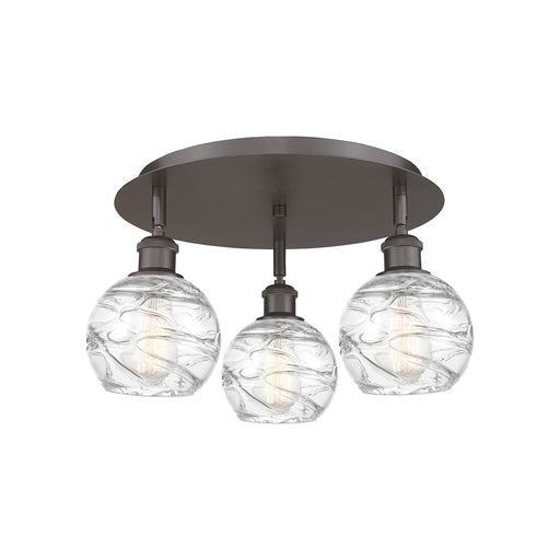 Innovations Athens Deco Swirl 18in 3-Light Semi-Flush Mount | Industrial Oil Rubbed Bronze and Clear Glass | Bedroom | Model 516-3C-OB-G1213-6CL