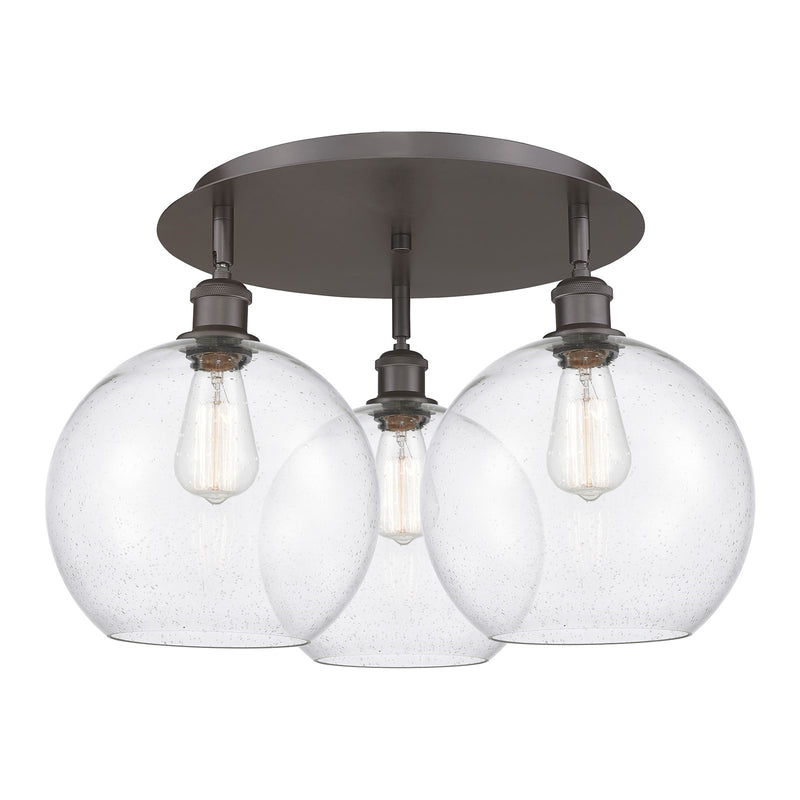 Innovations Athens 22in 3-Light Semi-Flush Mount | Industrial Oil Rubbed Bronze and Seedy Glass | Kitchen & Dining Room | Model 516-3C-OB-G124-10