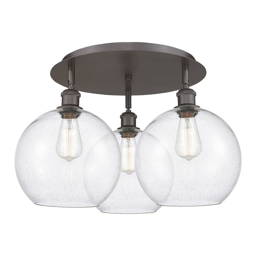Innovations Athens 22in 3-Light Semi-Flush Mount | Industrial Oil Rubbed Bronze and Seedy Glass | Kitchen & Dining Room | Model 516-3C-OB-G124-10