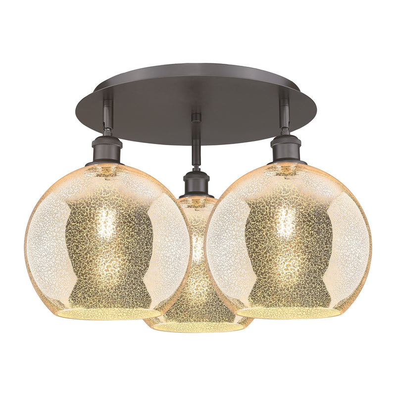 Innovations Athens 22in 3-Light Semi-Flush Mount | Industrial Oil Rubbed Bronze and Mercury Glass | Kitchen & Dining Room | Model 516-3C-OB-G128-10