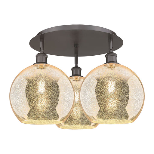 Innovations Athens 22in 3-Light Semi-Flush Mount | Industrial Oil Rubbed Bronze and Mercury Glass | Kitchen & Dining Room | Model 516-3C-OB-G128-10