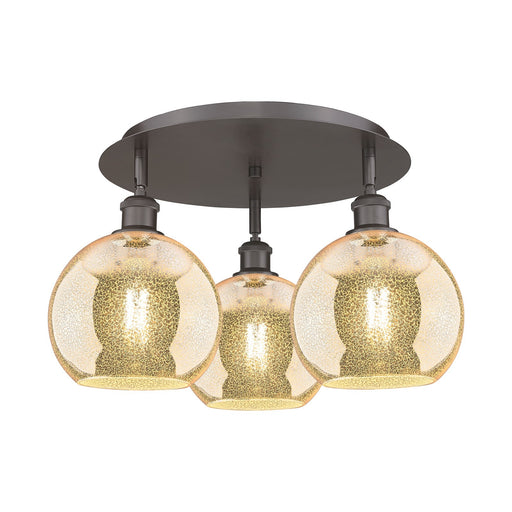 Innovations Athens 20in 3-Light Semi-Flush | Industrial Oil Rubbed Bronze and Mercury Glass | Kitchen & Dining Room | Model 516-3C-OB-G128-8