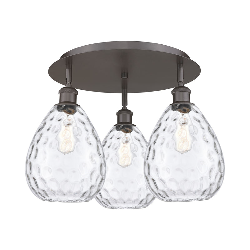 Innovations Waverly 20in 3-Light Semi-Flush Mount | Industrial Oil Rubbed Bronze and Clear Glass | Kitchen & Hallway | Model 516-3C-OB-G372