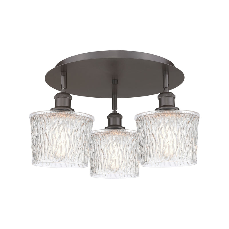 Innovations Niagara 18in 3-Light Semi-Flush Mount | Industrial Oil Rubbed Bronze and Clear Glass | Kitchen & Dining Room | Model 516-3C-OB-G402