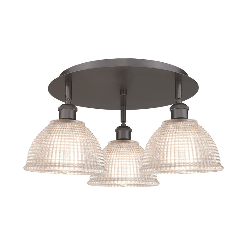 Innovations Arietta 20in 3-Light Semi-Flush Mount | Industrial Oil Rubbed Bronze and Clear Glass | Kitchen & Hallway | Model 516-3C-OB-G422