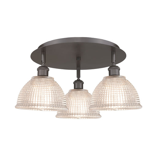 Innovations Arietta 20in 3-Light Semi-Flush Mount | Industrial Oil Rubbed Bronze and Clear Glass | Kitchen & Hallway | Model 516-3C-OB-G422