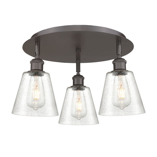 Innovations Caton 18in 3-Light Semi-Flush Mount | Industrial Oil Rubbed Bronze and Frosted Glass | Kitchen & Dining Room | Model 516-3C-OB-G454
