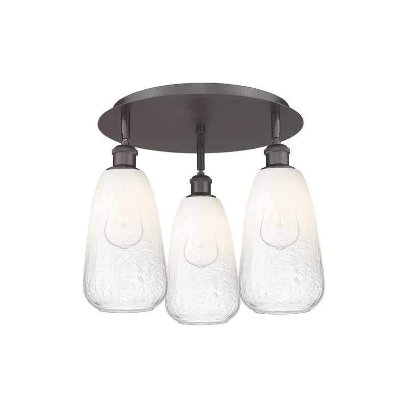Innovations Brookhaven Almond 18in 3-Light Semi-Flush Mount | Industrial Oil Rubbed Bronze and Opal Glass | Kitchen | Model 516-3C-OB-G480-6OP