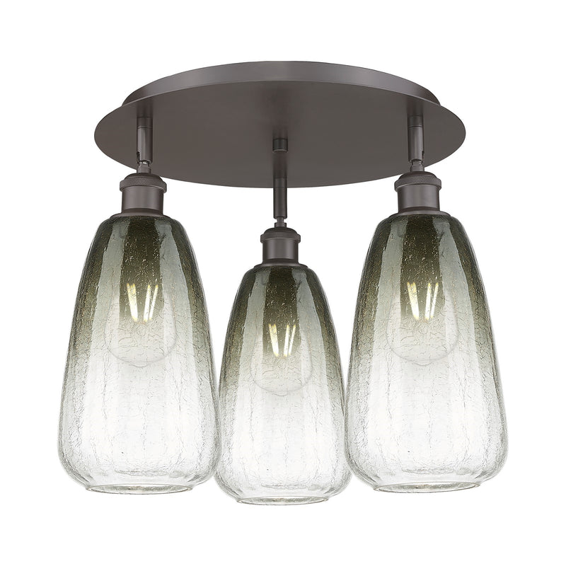 Innovations Brookhaven Almond 18in 3-Light Semi-Flush Mount | Industrial Oil Rubbed Bronze and Slate Glass | Kitchen | Model 516-3C-OB-G480-6SL