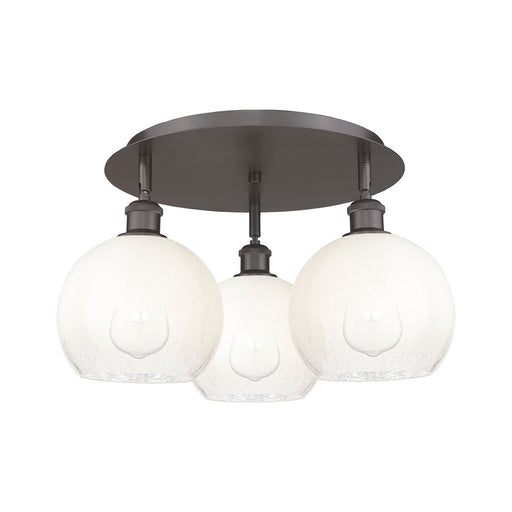 Innovations Brookhaven Globe 20in 3-Light Semi-Flush | Industrial Oil Rubbed Bronze and Opal Glass | Kitchen & Hallway | Model 516-3C-OB-G483-8OP