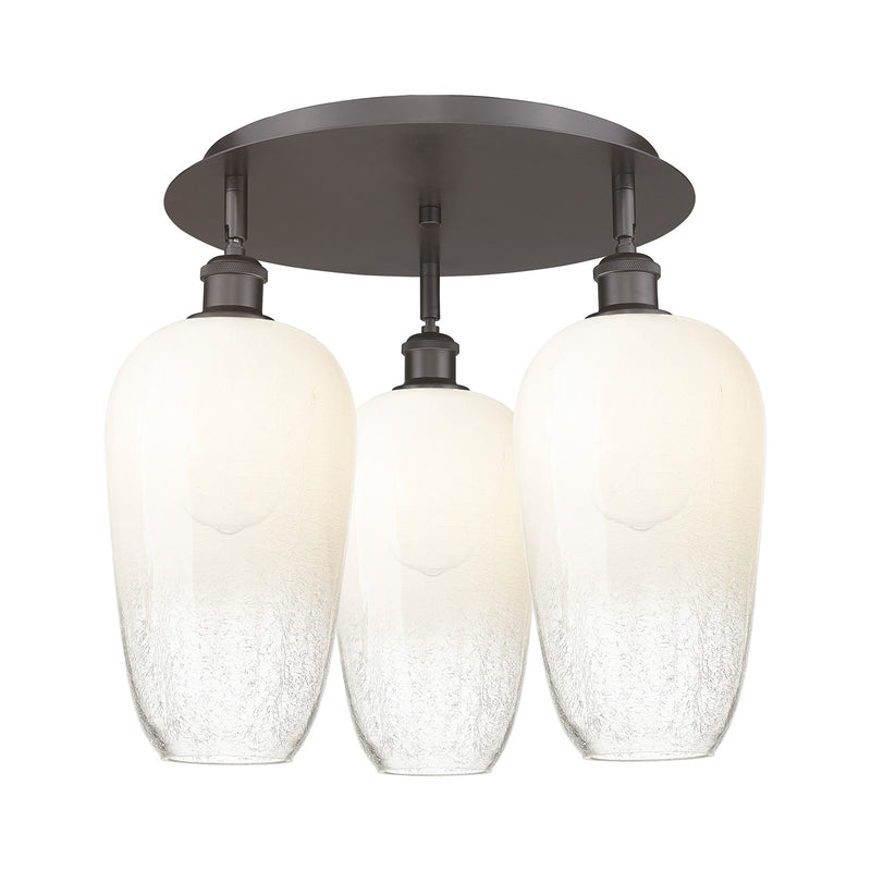 Innovations Brookhaven Flute 19in 3-Light Semi-Flush | Industrial Oil Rubbed Bronze and Opal Glass | Kitchen & Dining Room | Model 516-3C-OB-G484-7OP