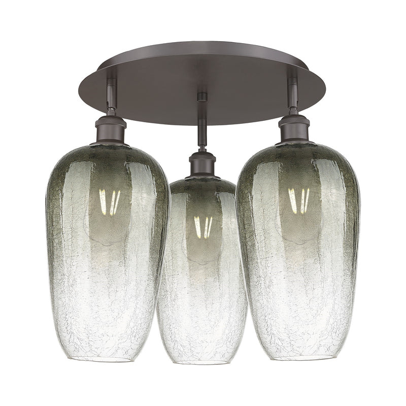 Innovations Brookhaven Flute 19in 3-Light Semi-Flush | Industrial Oil Rubbed Bronze and Slate Glass | Kitchen & Dining | Model 516-3C-OB-G484-7SL