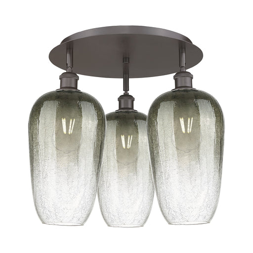 Innovations Brookhaven Flute 19in 3-Light Semi-Flush | Industrial Oil Rubbed Bronze and Slate Glass | Kitchen & Dining | Model 516-3C-OB-G484-7SL